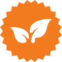 Icon: an orange medal, with two white leaves in the center.